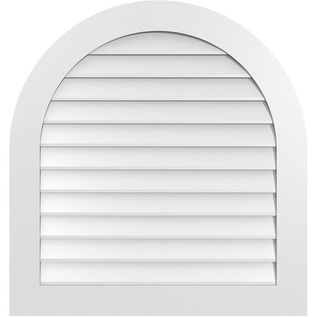 Ekena Millwork Round Top Surface Mount PVC Gable Vent: Non-Functional, w/ 3-1/2"W x 1"P Standard Frame, 34"W x 36"H GVPRT34X3601SN